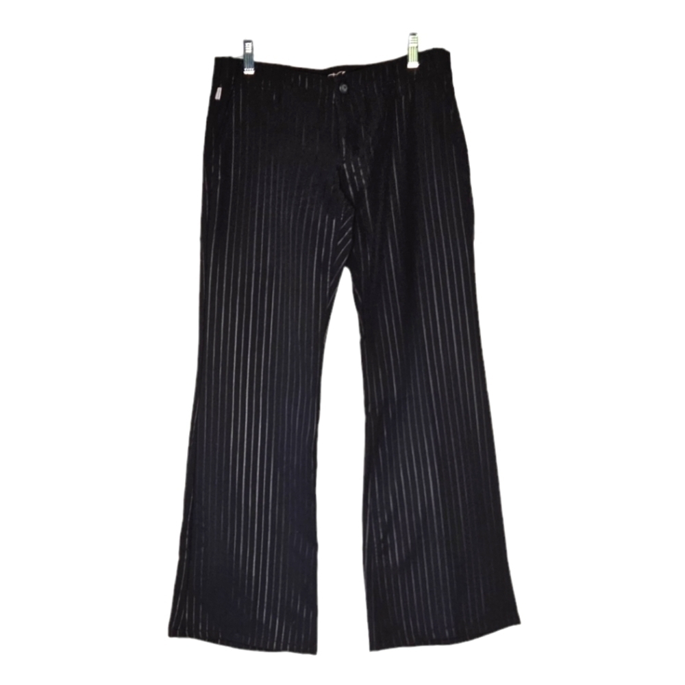 Freeman T Porter women's black pinstripe low rise wide leg pants (W31xL31)